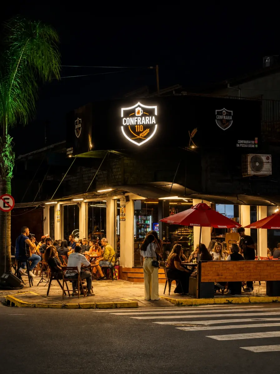 Ambiente aconchegante da Confraria 110 em Esteio